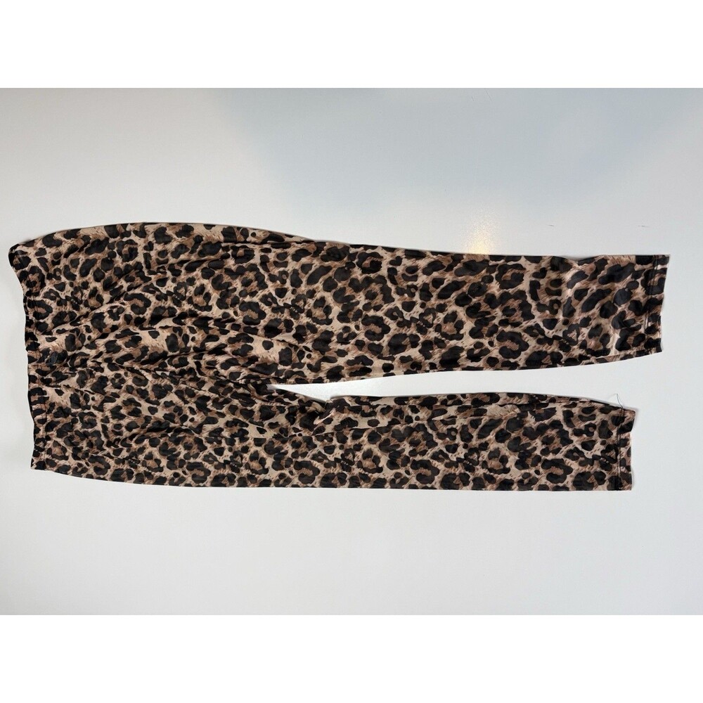 Y2K Leopard Print Mesh Leggings High Waist Stretch XL Grunge Festival